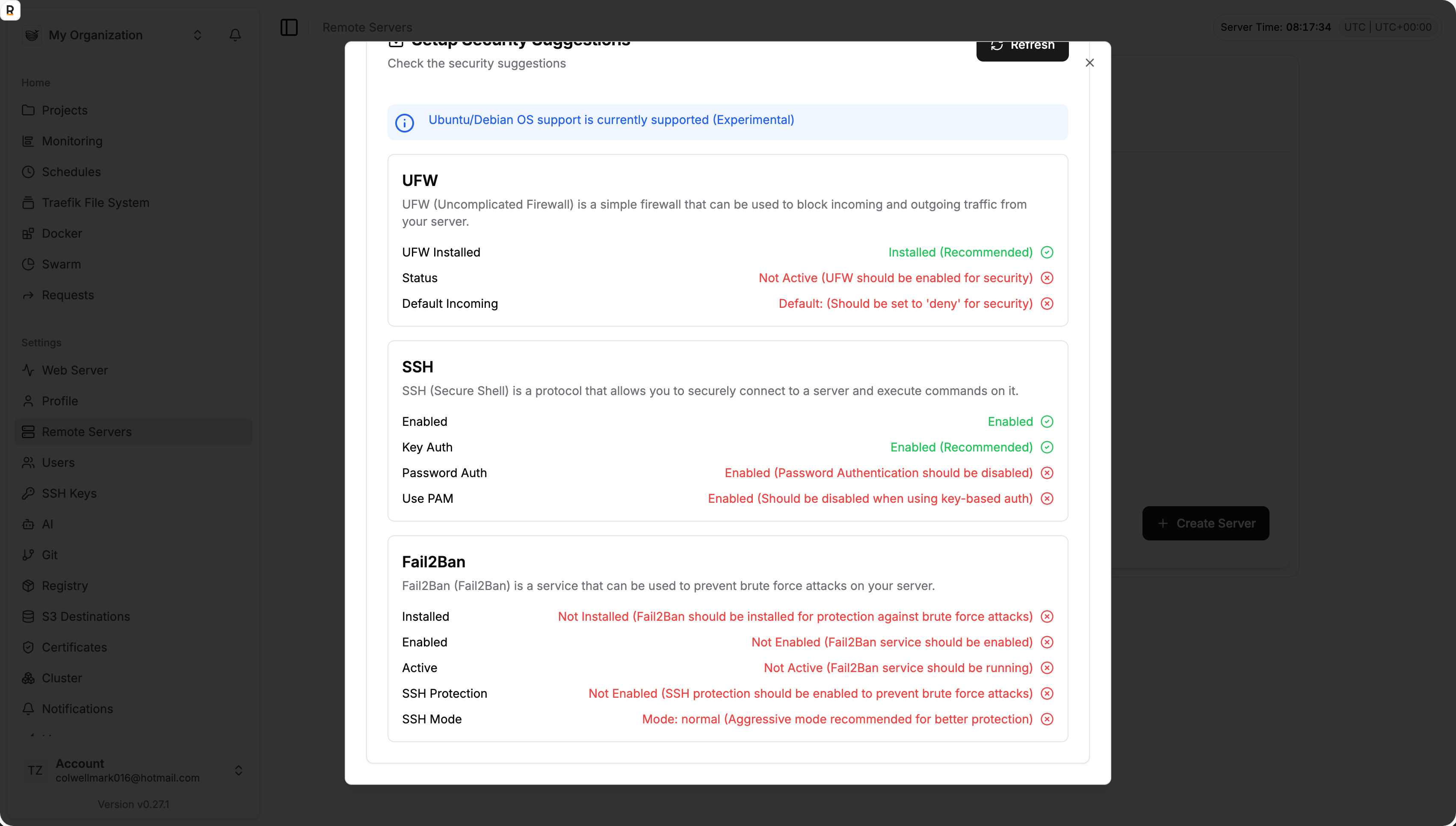 刚安装完成的dokploy
