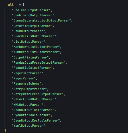 output_parsers包中的类