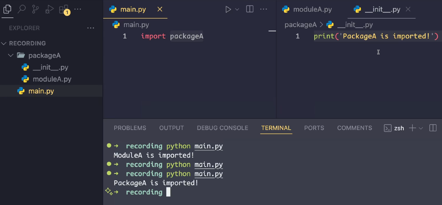 import package,__init__中的代码被执行